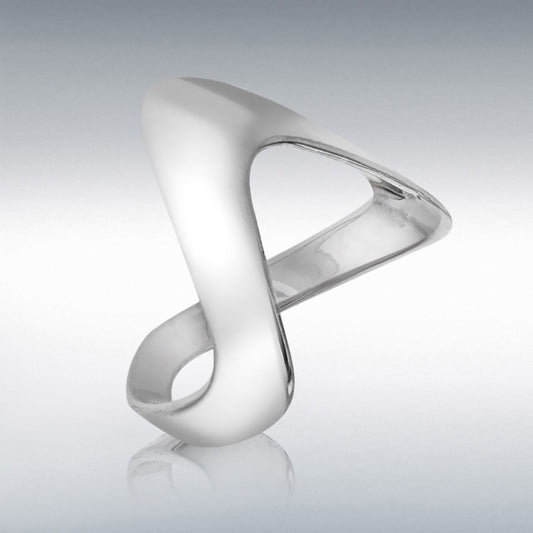 STERLING SILVER 17.5MM POLISHED WAVE RING