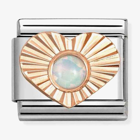 Composable Classic Link, Rose Gold Heart, White Opal