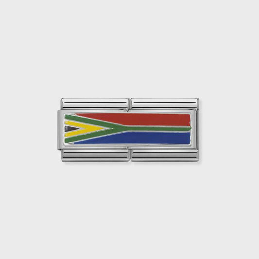 Composable DOUBLE Classic FLAGS in steel, enamel, 925 silver (01_South Africa)