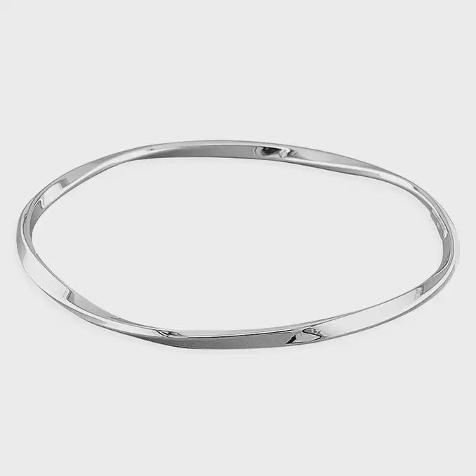 Medium flat twisted hollow slave bangle