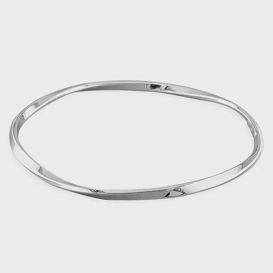 Medium flat twisted hollow slave bangle