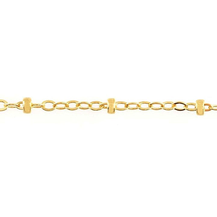 Yellow Gold-Filled Chain for anklet 1.5mm Flat Oval Cable with 2mm Bead 27 cm