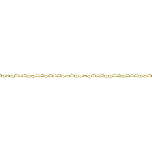 Yellow Gold Filled 1.9x2.8mm Flat Heart Chain Anklet