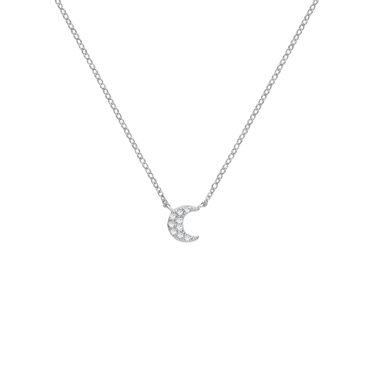 SILVER CZ MOON NECKLET