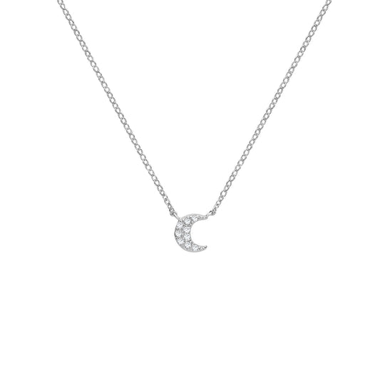 SILVER CZ MOON NECKLET