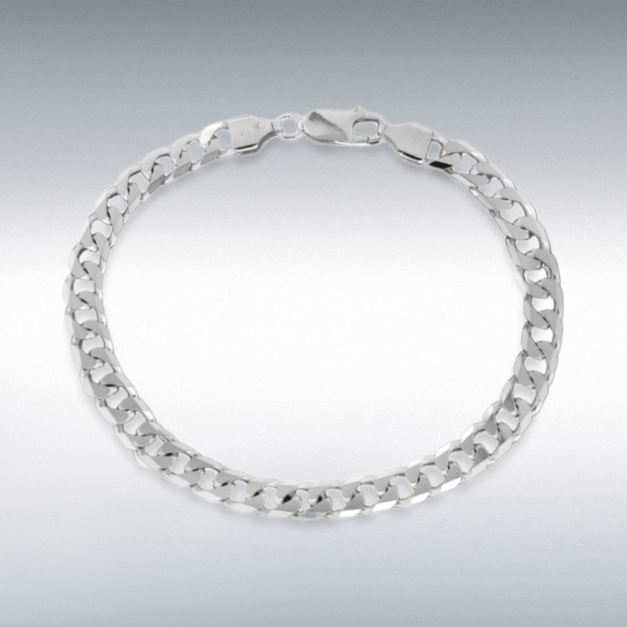 STERLING SILVER 180 DIAMOND CUT CURB BRACELET 20CM/8"