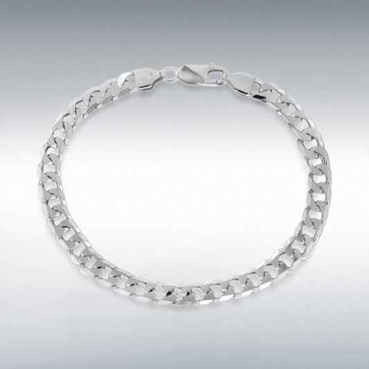 STERLING SILVER 180 DIAMOND CUT CURB BRACELET 20CM/8"