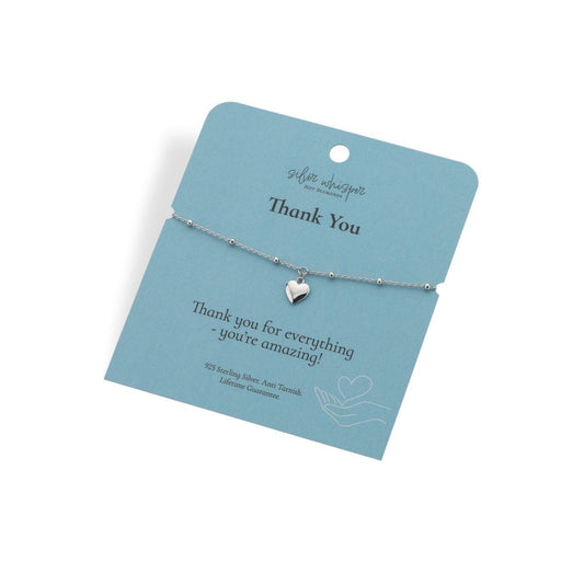 Silver Whisper Thank You Bracelet