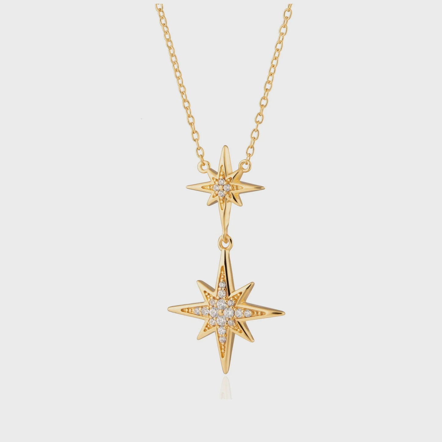 Double Sparkling Starburst Necklace Gold