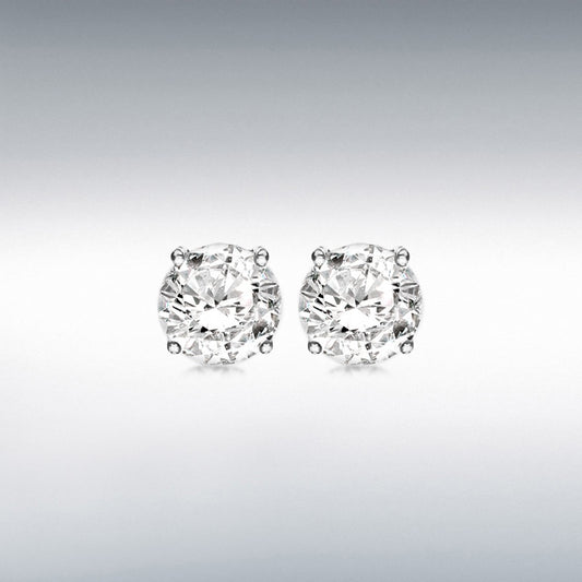 STERLING SILVER 9MM ROUND CZ CLAW STUD EARRINGS