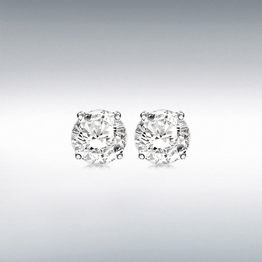 STERLING SILVER 9MM ROUND CZ CLAW STUD EARRINGS