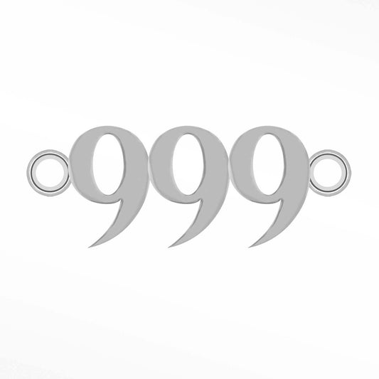 Angel Numbers, Connector, 999, Sterling Silver.