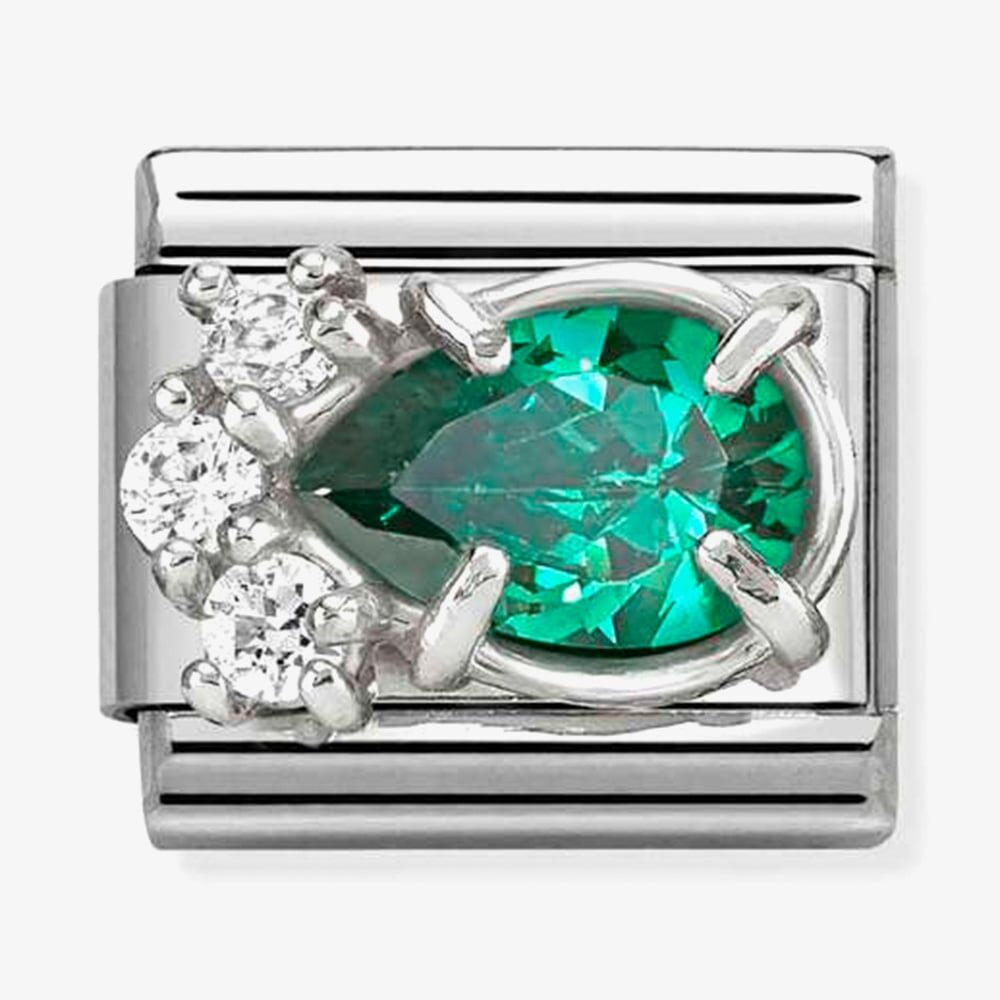 Classic Green Cubic Zirconia Teardrop Charm