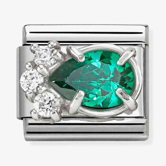 Classic Green Cubic Zirconia Teardrop Charm