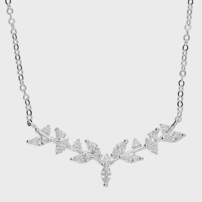 Stone Set leaf and branch necklace