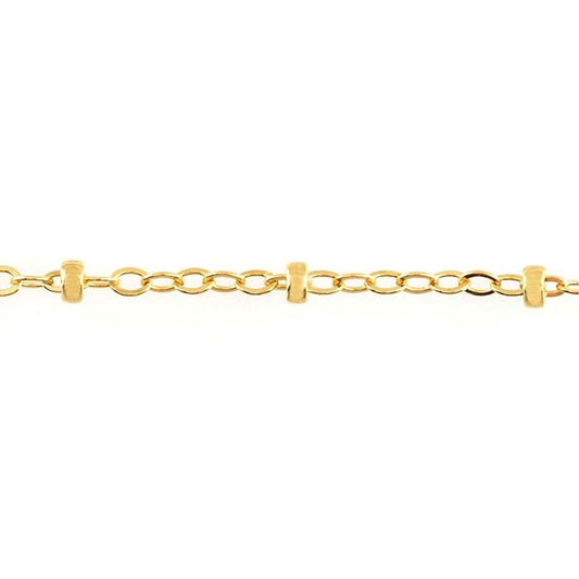 Yellow Gold-Filled 1.5mm Flat Oval Cable Chain with 2mm Beads 21 cm welding bracelet