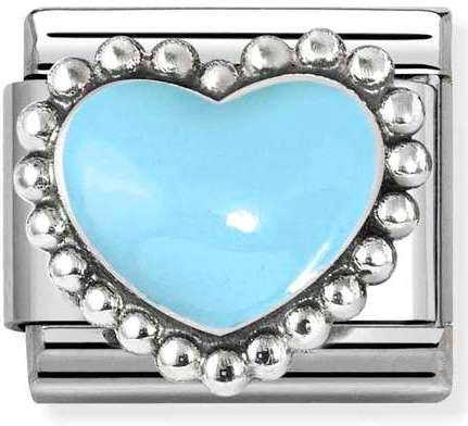 Classic Silver Pastel Blue Raised Heart Charm