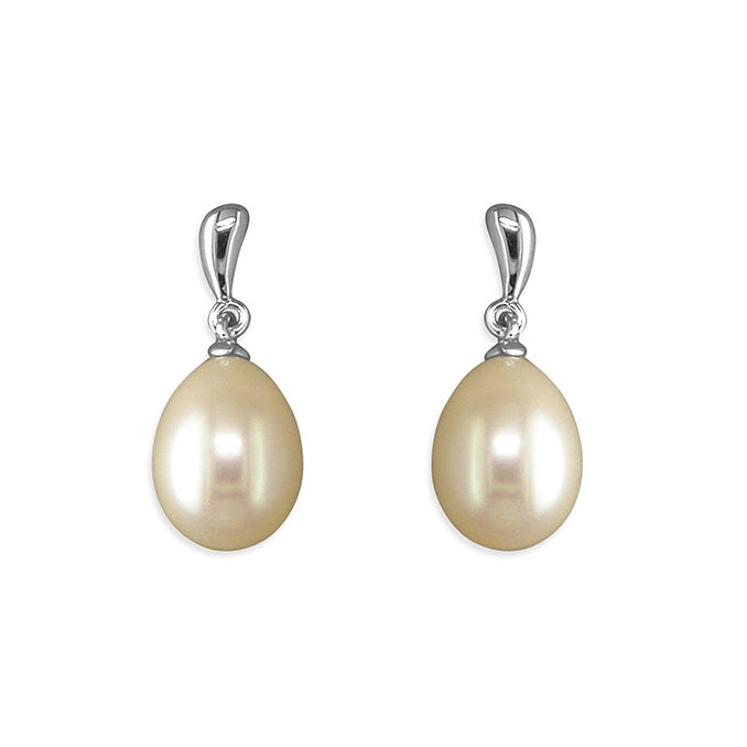 White freshwater pearl drop earrings