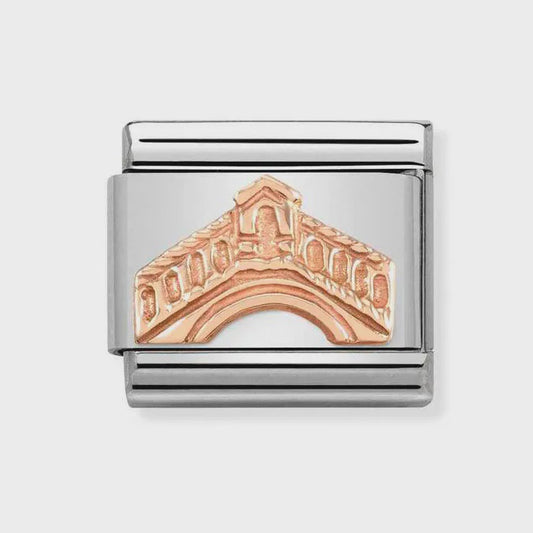 Composable Classic RELIEF SYMBOLS stainless steel and 9k rose gold (22_Rialto bridge)