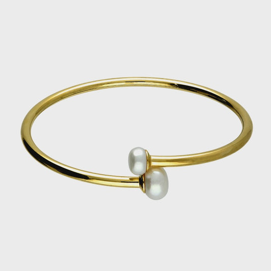 Gold plated  bangle with fresh water pearl