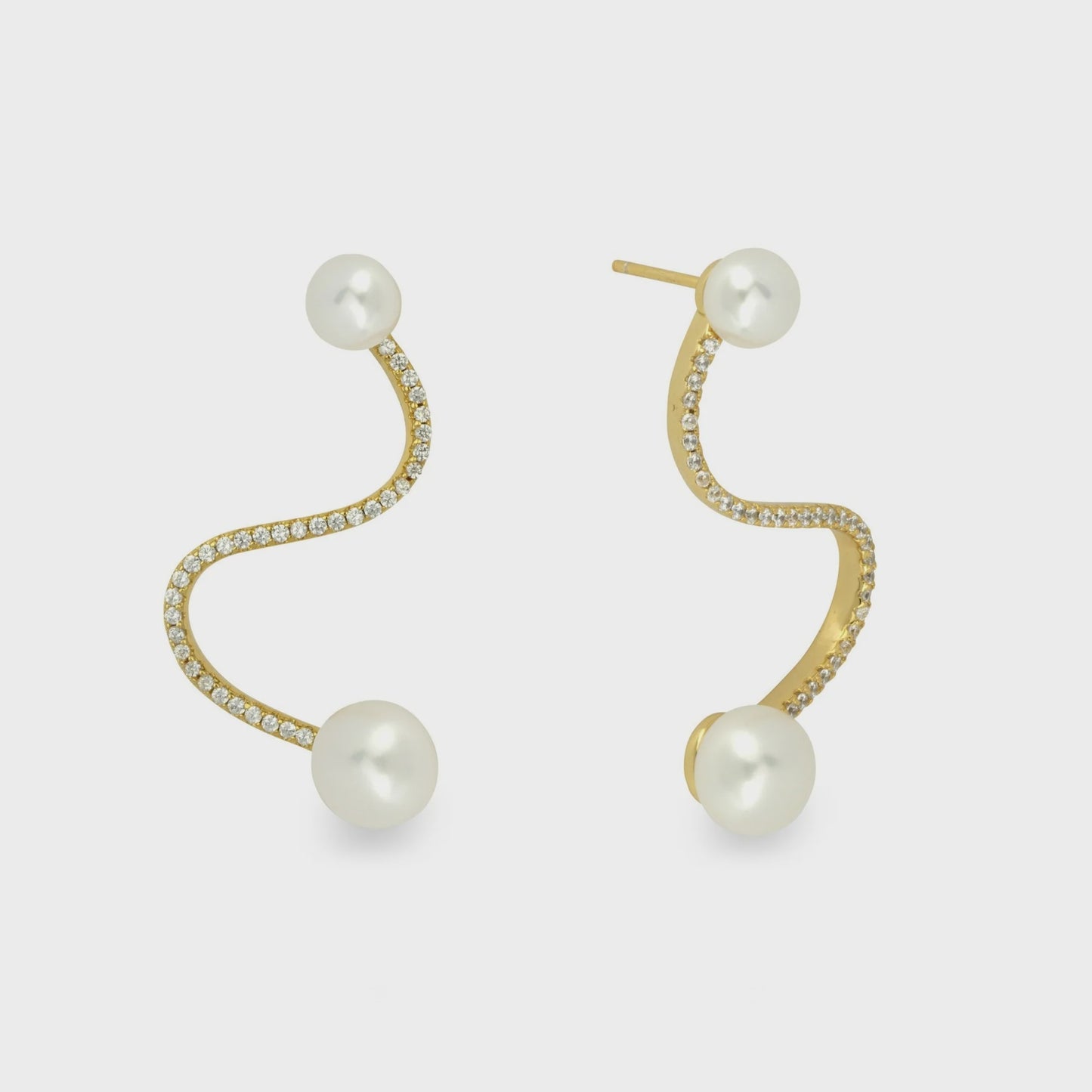 Pearl Wave Earrings Gold