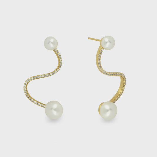 Pearl Wave Earrings Gold