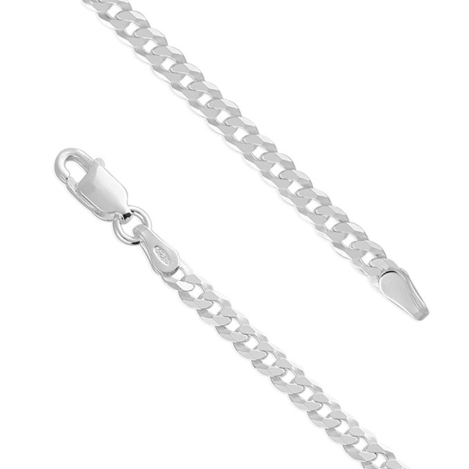 Sterling Silver Flat Curb Chain 4mm 20"
