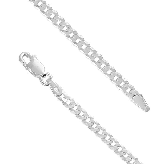 Sterling Silver Flat Curb Chain 4mm 20"