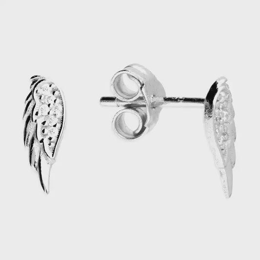 White cubic zirconia wing stud earrings