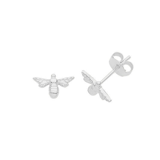 SILVER DAINTY BEE STUDS