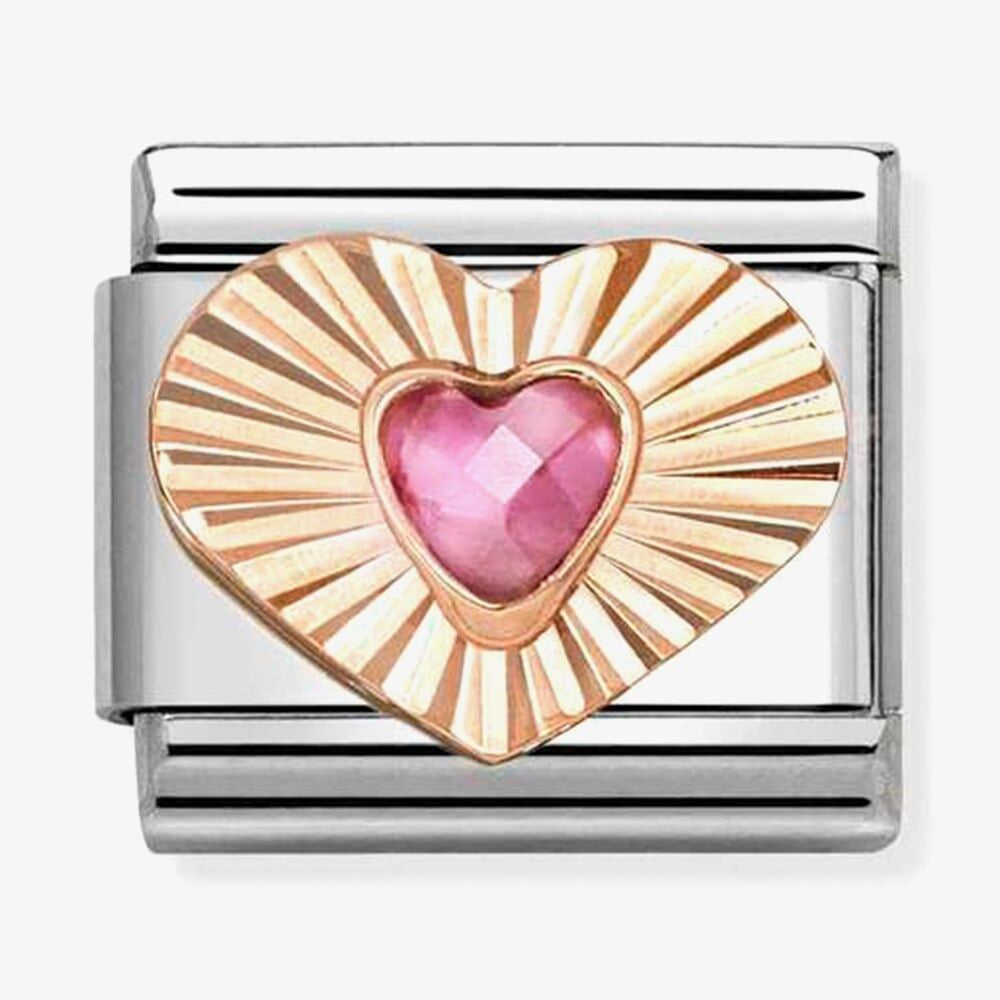 Composable Classic Link, Etched Heart, Pink CZ Heart