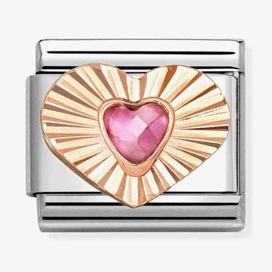 Composable Classic Link, Etched Heart, Pink CZ Heart