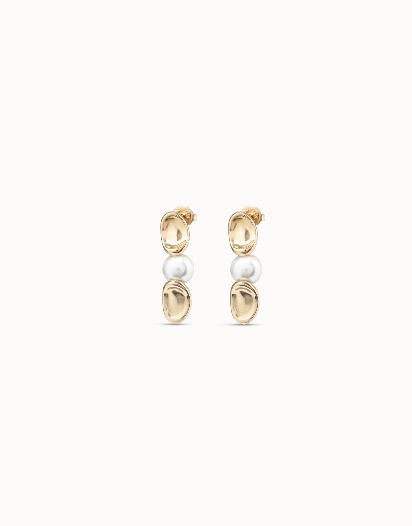 Drop earrings with a central pearl Gold