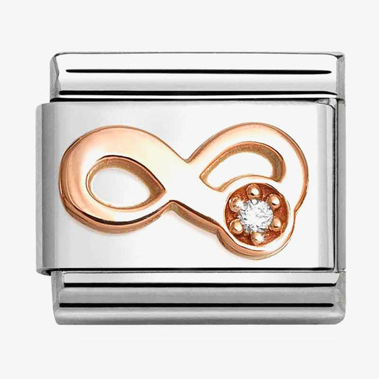 CLASSIC Rose Gold Symbols White Infinity Charm