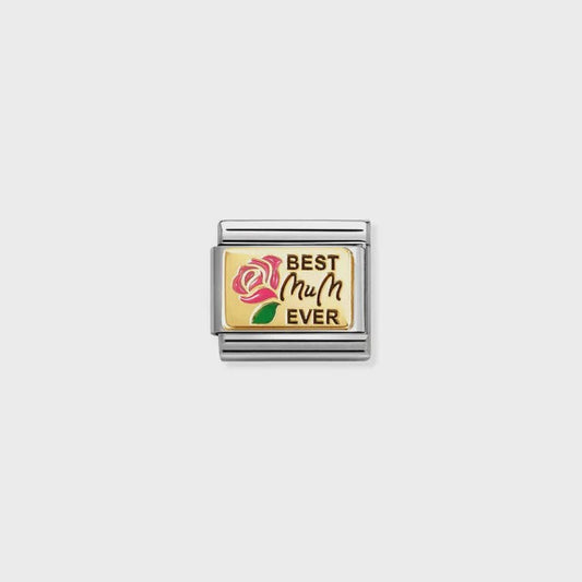 Composable Classic Best Mum Ever Pink Flower Link - Gold