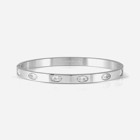Nomination Pretty Bangles Steel 6 Oval White CZ (SIZE MEDIUM)