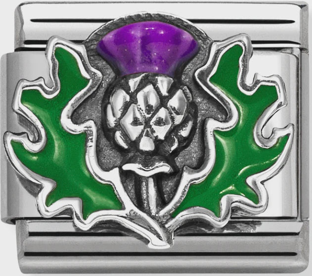 Nomination Enamel Thistle Silvershine Link