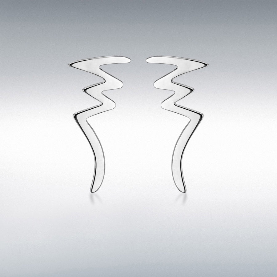 STERLING SILVER 13MM X 29.5MM 'ZIGZAG' STUD EARRINGS