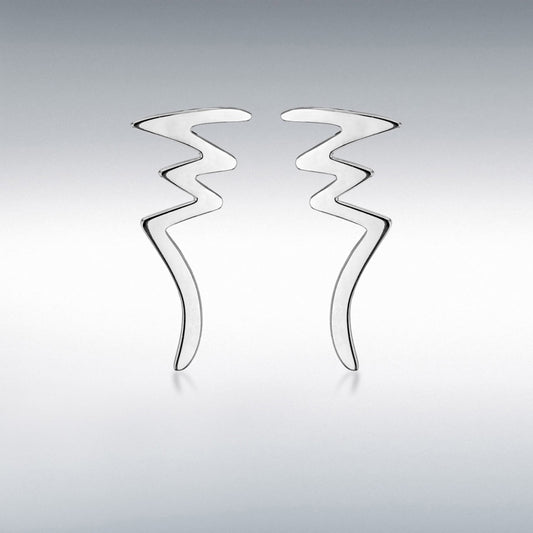 STERLING SILVER 13MM X 29.5MM 'ZIGZAG' STUD EARRINGS