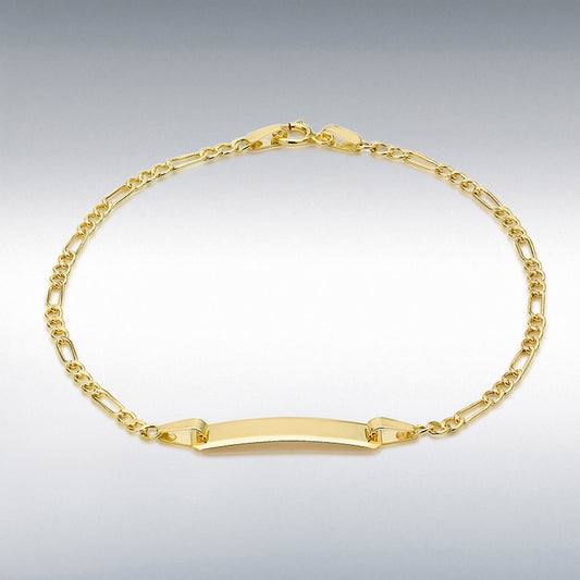 CHILDRENS 9CT YELLOW GOLD HOLLOW FIGARO  ID BRACELET