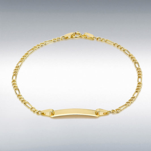 CHILDRENS 9CT YELLOW GOLD HOLLOW FIGARO  ID BRACELET