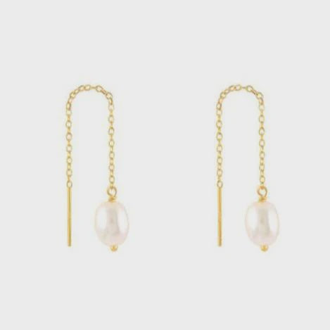 Pearl Threader Earrings Gold