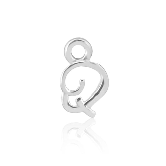 Initial Alphabet Charm, Q, 925 Sterling Silver.