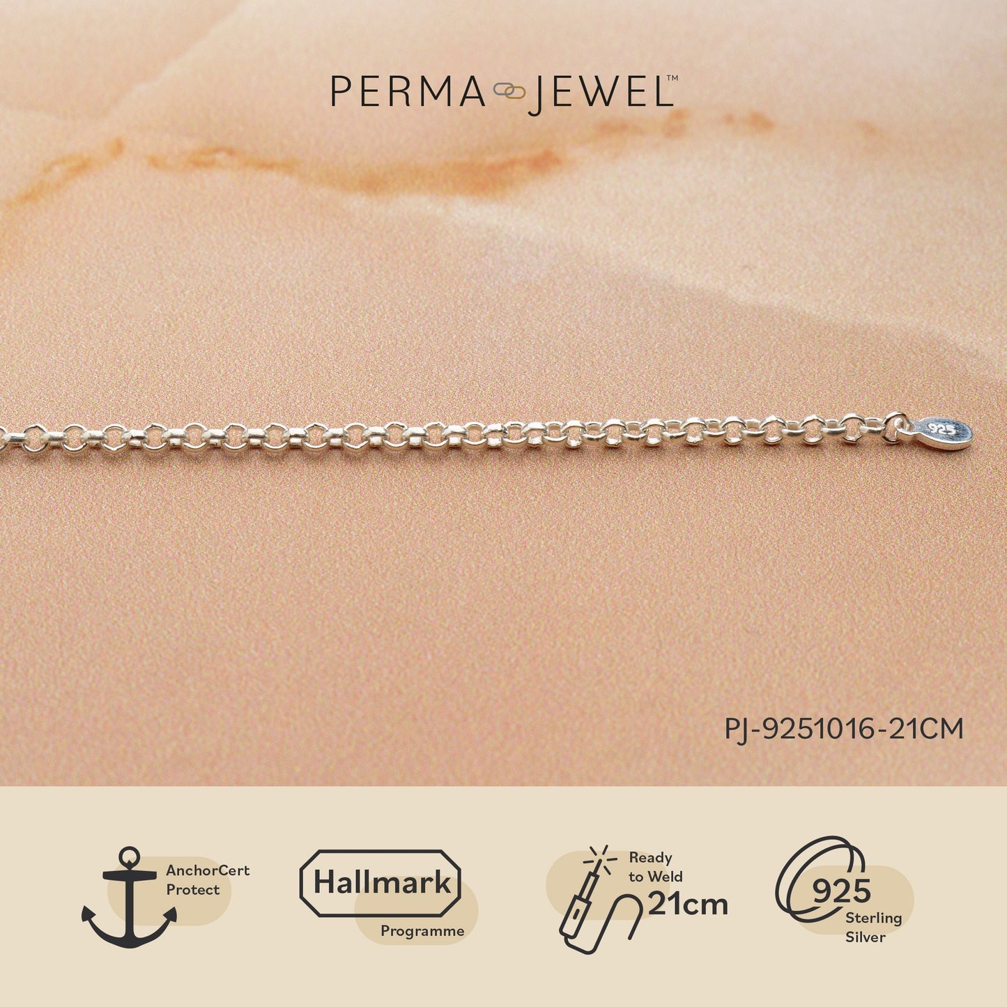 2.4mm Round Rolo Chain Welding Bracelet 21cm