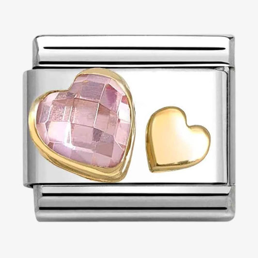 Classic Gold Hearts with Pink CZ Charm