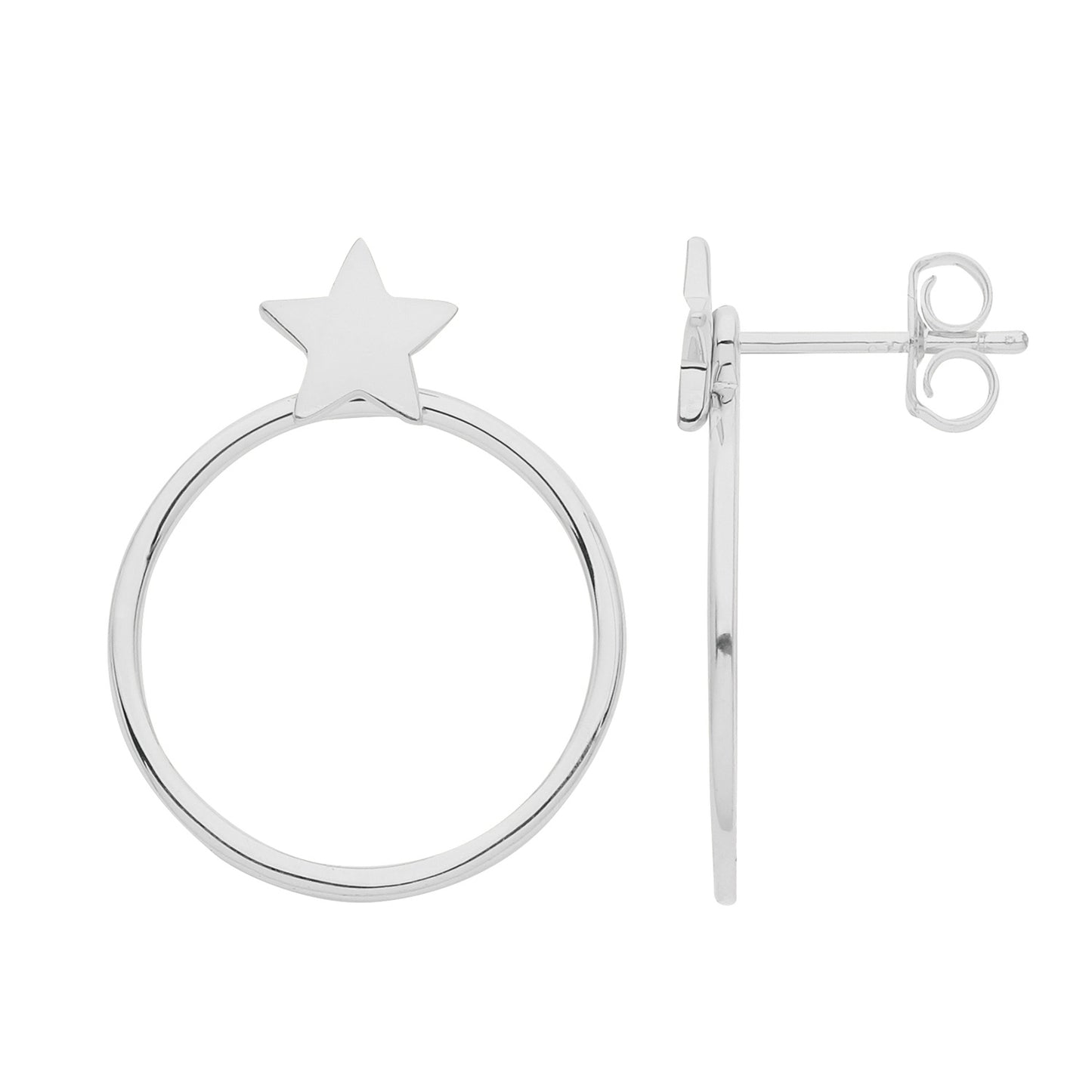 MULTI-WEAR SILVER RHODIUM STAR HOOP EARRINGS