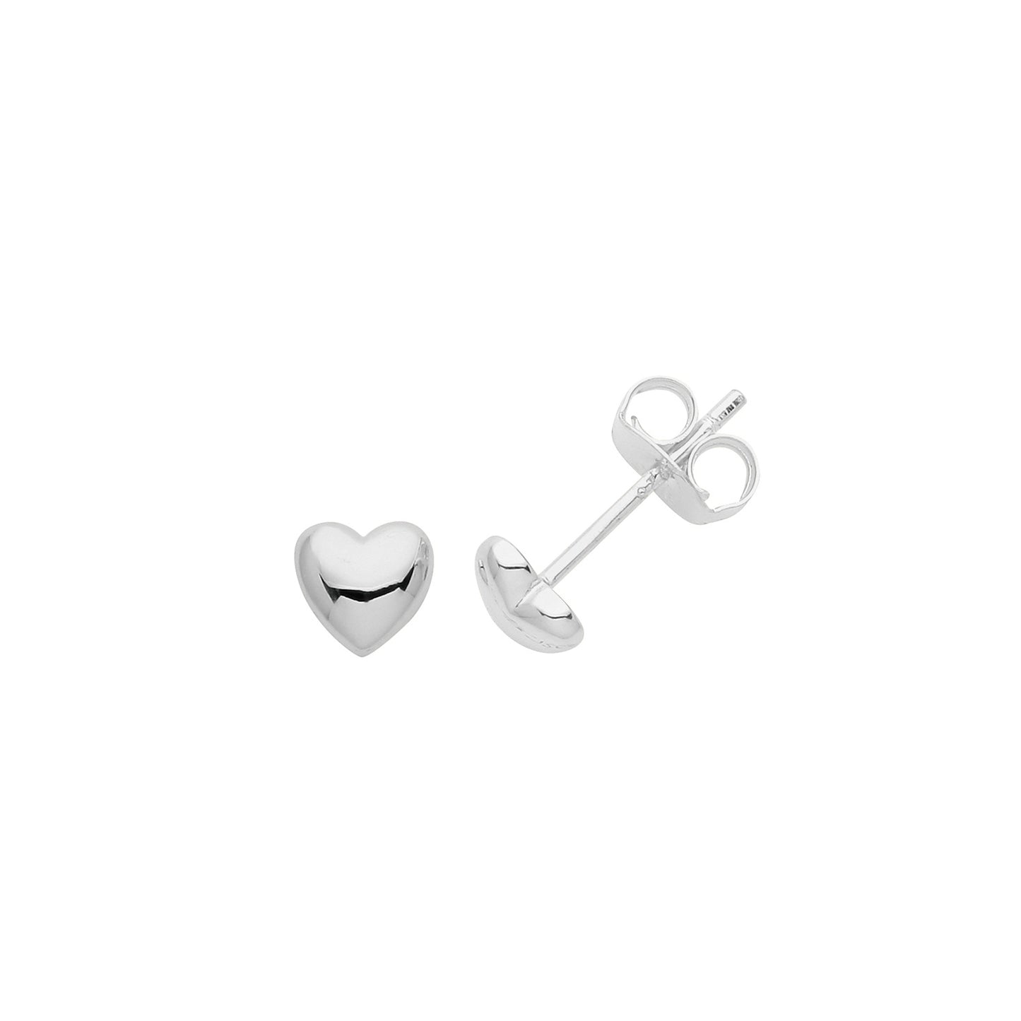 SILVER RHODIUM HEART STUDS