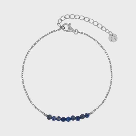 Blue Lapis Beads Bracelet Silver