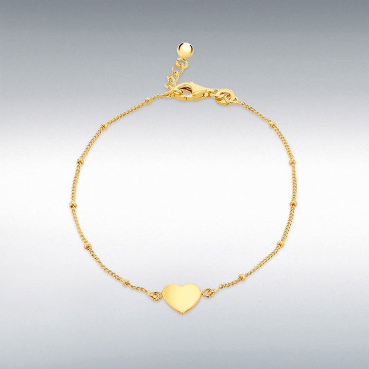 STERLING SILVER YELLOW GOLD PLATED CURB AND BALL BRACELET ADJUSTABLE 18CM/7" - 19CM/7.5"
