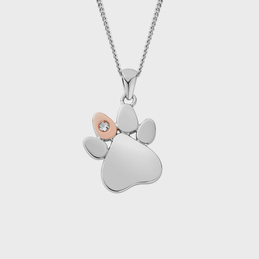 Paw Prints on My Heart Silver Pendant